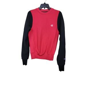 Champion Reverse Weave Vintage Sweatshirt Size XS Black & Red Colorblock Logo's